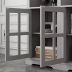 Famapy Entryway Mudroom Cabinet,Farmhouse Hallway Storage Wall Unit,Display Cabinet,Adjustable Shelves,Kitchen Pantry Organizer for Wine&Spices