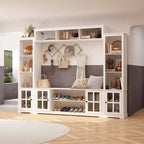 Famapy Entryway Mudroom Cabinet,Farmhouse Hallway Storage Wall Unit,Display Cabinet,Adjustable Shelves,Kitchen Pantry Organizer for Wine&Spices