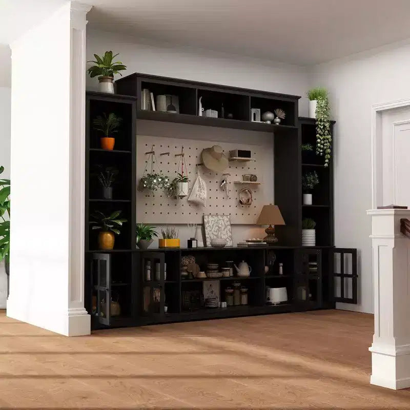 Famapy Entryway Mudroom Cabinet,Farmhouse Hallway Storage Wall Unit,Display Cabinet,Adjustable Shelves,Kitchen Pantry Organizer for Wine&Spices