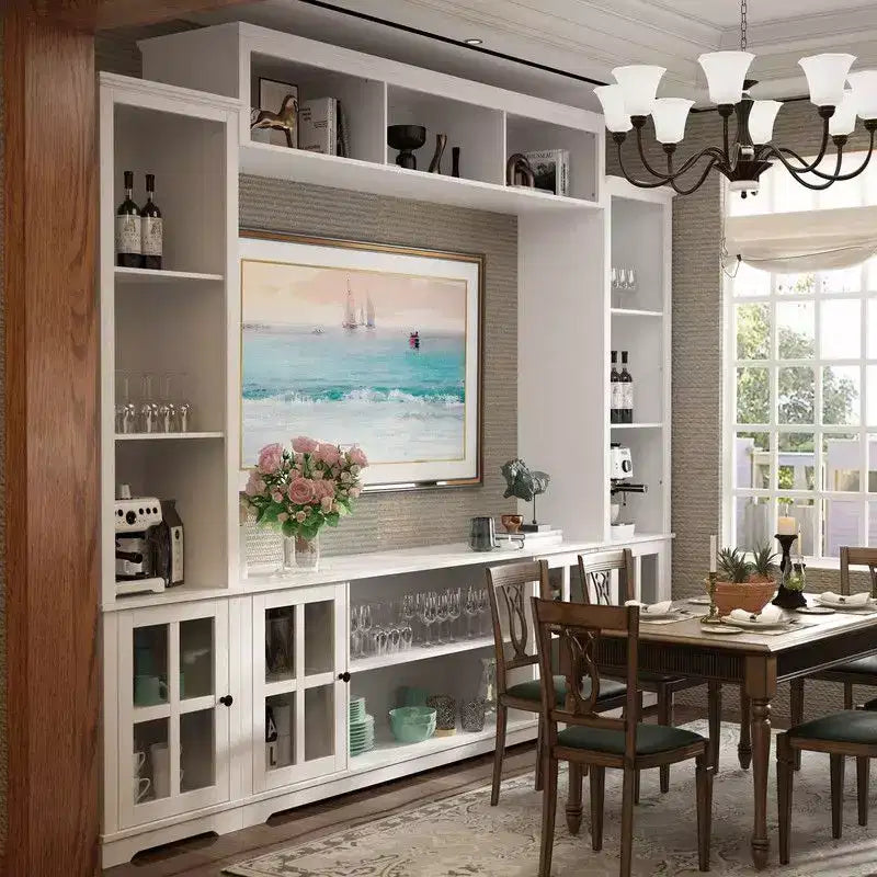 Famapy Entryway Mudroom Cabinet,Farmhouse Hallway Storage Wall Unit,Display Cabinet,Adjustable Shelves,Kitchen Pantry Organizer for Wine&Spices