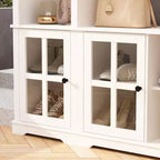 Famapy Entryway Mudroom Cabinet,Farmhouse Hallway Storage Wall Unit,Display Cabinet,Adjustable Shelves,Kitchen Pantry Organizer for Wine&Spices