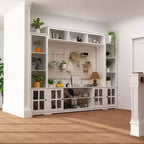Famapy Entryway Mudroom Cabinet,Farmhouse Hallway Storage Wall Unit,Display Cabinet,Adjustable Shelves,Kitchen Pantry Organizer for Wine&Spices