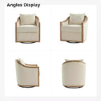 Gordon Farmhouse Rattan Solid Wood Armchair with Solid Wood Edging|ART OF LIVING DESIGNS-IVORY