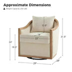 Gordon Farmhouse Rattan Solid Wood Armchair with Solid Wood Edging|ART OF LIVING DESIGNS-IVORY
