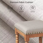 Subrtex 26.6Counter & Bar Solid Wood Backless Stool, Linen Upholstered with Nailhead Trim, Rustic Solid Wood Frame for Kitchen & Home Bar (Set of 2)