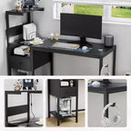 Okak Rustic Home Office Computer Desk with Storage Shelves & Drawer/Cabinet,Multifunctional Study Writing Desk with for Study,Office,Studio