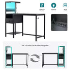 Okak Rustic Home Office Computer Desk with Storage Shelves & Drawer/Cabinet,Multifunctional Study Writing Desk with for Study,Office,Studio