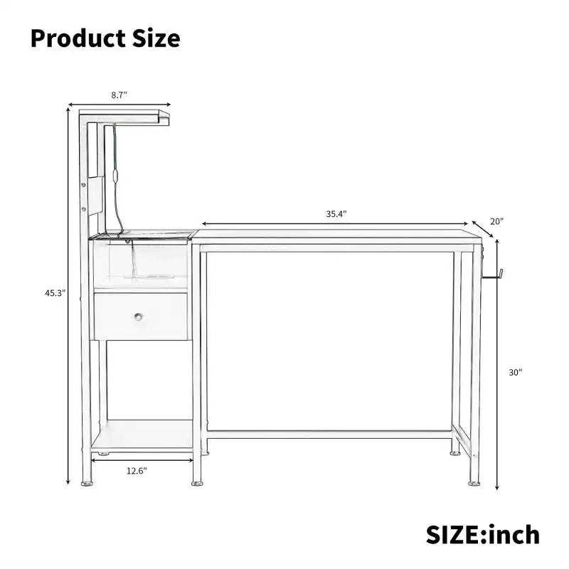 Okak Rustic Home Office Computer Desk with Storage Shelves & Drawer/Cabinet,Multifunctional Study Writing Desk with for Study,Office,Studio