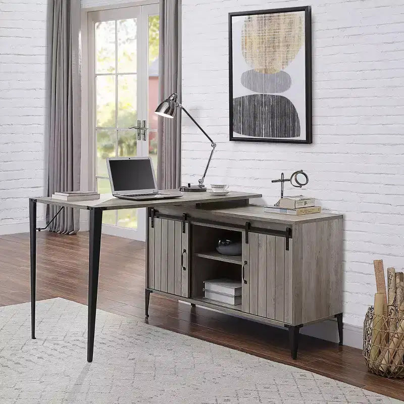 Okak Rustic Home Office Computer Desk with Storage Shelves & Drawer/Cabinet,Multifunctional Study Writing Desk with for Study,Office,Studio