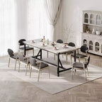 Dining Table for 6-8,70.87 Heavy Duty Kitchen Table,Farmhouse Rectangular Dining Room Table with Strong Metal Legs,for Big Family,Apartment,Dinette