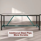 Dining Table for 6-8,70.87 Heavy Duty Kitchen Table,Farmhouse Rectangular Dining Room Table with Strong Metal Legs,for Big Family,Apartment,Dinette