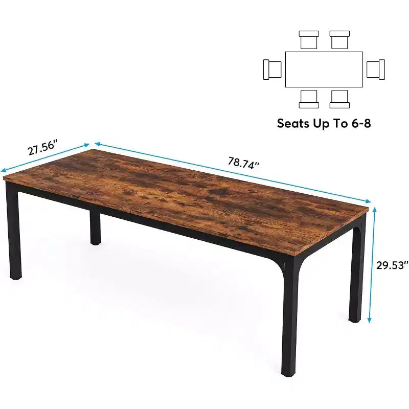 Okak Farmhouse Wood Large Collaborative Desk Rectangle Dining Table,Long Modern Kitchen Dinner Table for Dining Room,Breakfast Nook