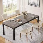 Okak Farmhouse Wood Large Collaborative Desk Rectangle Dining Table,Long Modern Kitchen Dinner Table for Dining Room,Breakfast Nook