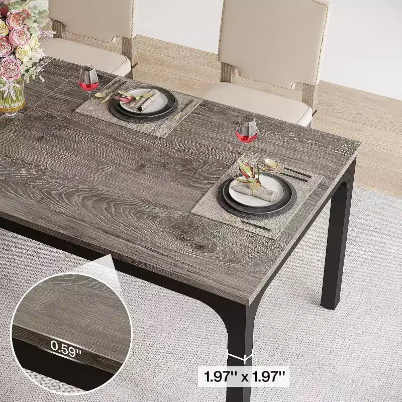 Okak Farmhouse Wood Large Collaborative Desk Rectangle Dining Table,Long Modern Kitchen Dinner Table for Dining Room,Breakfast Nook