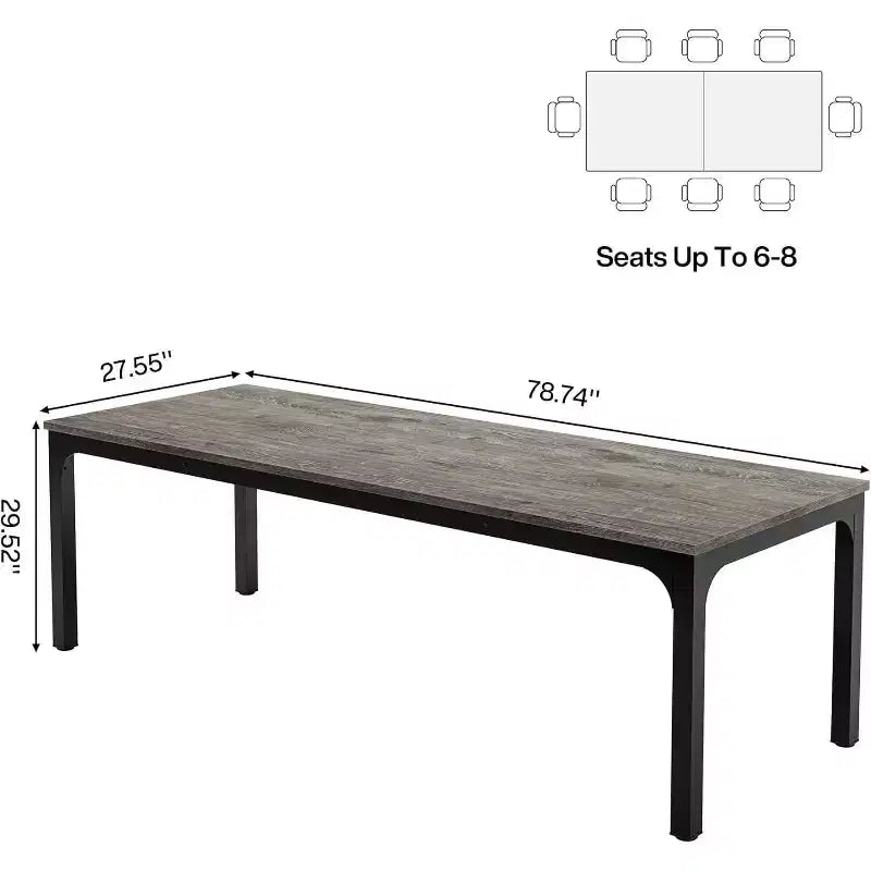 Okak Farmhouse Wood Large Collaborative Desk Rectangle Dining Table,Long Modern Kitchen Dinner Table for Dining Room,Breakfast Nook