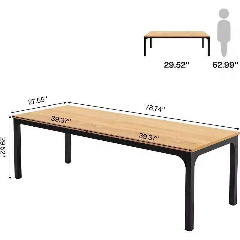Okak Farmhouse Wood Large Collaborative Desk Rectangle Dining Table,Long Modern Kitchen Dinner Table for Dining Room,Breakfast Nook