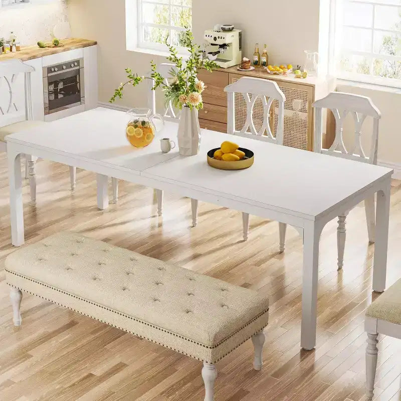 Okak Farmhouse Wood Large Collaborative Desk Rectangle Dining Table,Long Modern Kitchen Dinner Table for Dining Room,Breakfast Nook