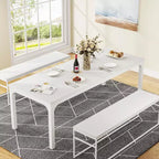 Okak Farmhouse Wood Large Collaborative Desk Rectangle Dining Table,Long Modern Kitchen Dinner Table for Dining Room,Breakfast Nook
