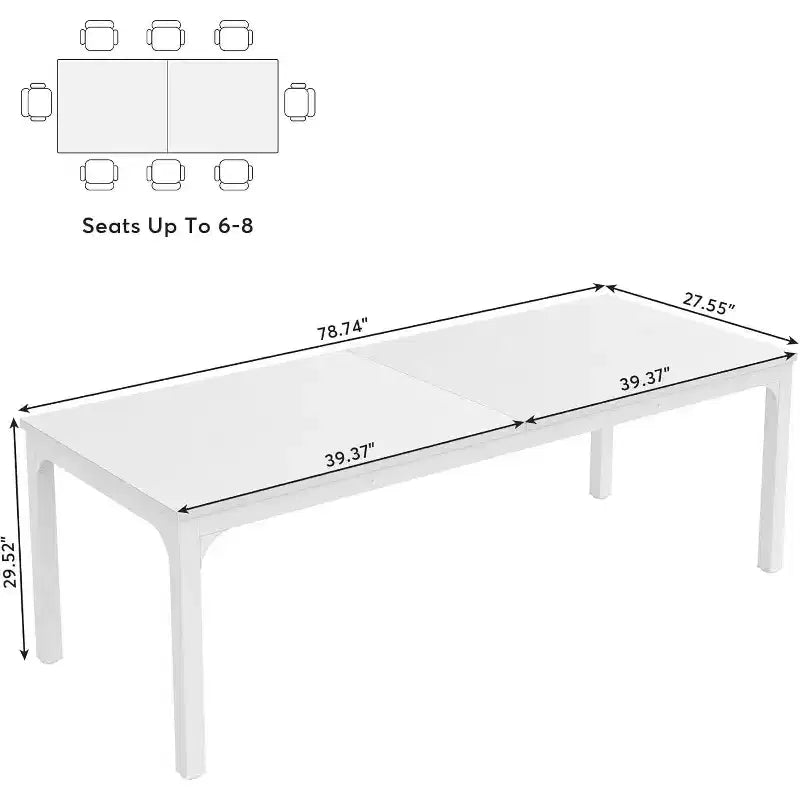 Okak Farmhouse Wood Large Collaborative Desk Rectangle Dining Table,Long Modern Kitchen Dinner Table for Dining Room,Breakfast Nook
