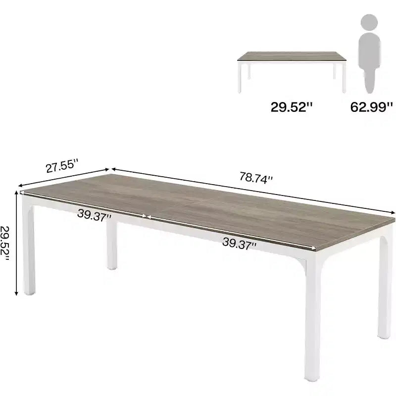 Okak Farmhouse Wood Large Collaborative Desk Rectangle Dining Table,Long Modern Kitchen Dinner Table for Dining Room,Breakfast Nook