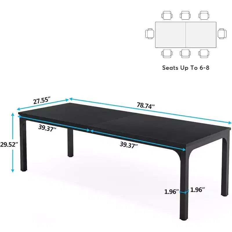 Okak Farmhouse Wood Large Collaborative Desk Rectangle Dining Table,Long Modern Kitchen Dinner Table for Dining Room,Breakfast Nook