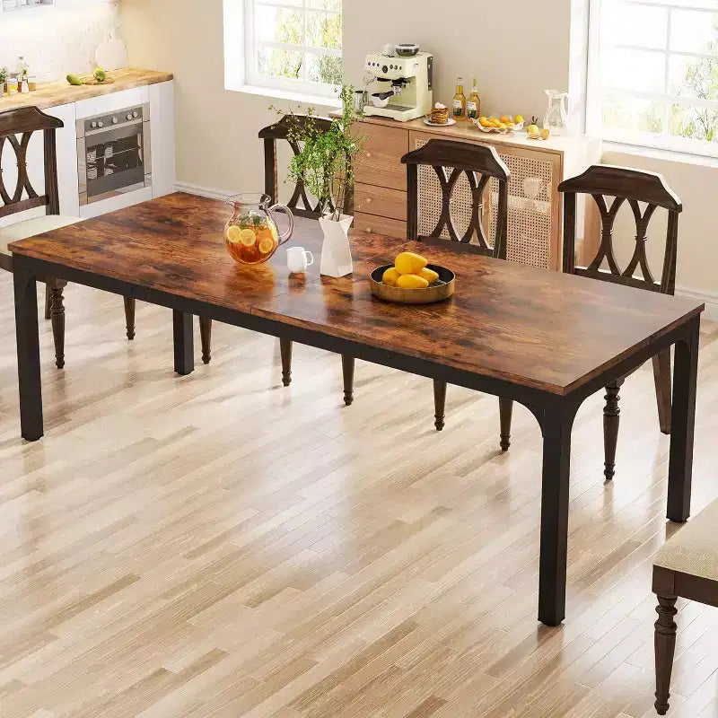 Okak Farmhouse Wood Large Collaborative Desk Rectangle Dining Table,Long Modern Kitchen Dinner Table for Dining Room,Breakfast Nook