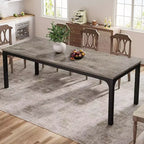 Okak Farmhouse Wood Large Collaborative Desk Rectangle Dining Table,Long Modern Kitchen Dinner Table for Dining Room,Breakfast Nook