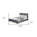 HomeRoots Gray Inlaid Panels Wood Queen Bed Frame