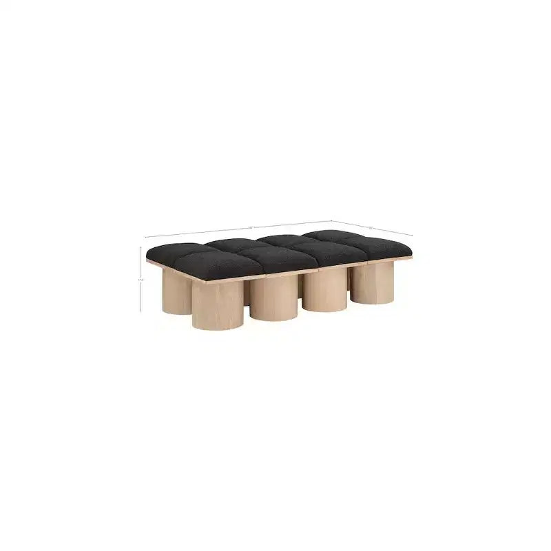 Meridian Furniture,Pavilion Black Boucle Fabric Bench