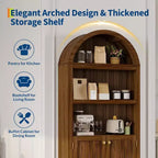 72'' Tall Arched Cabinet, 5 Tier Arched Bookshelf with Double Doors & Adjustable Shelf, Wooden Bookcase with Storage for Home Office