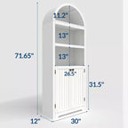 72'' Tall Arched Cabinet, 5 Tier Arched Bookshelf with Double Doors & Adjustable Shelf, Wooden Bookcase with Storage for Home Office