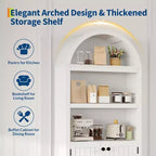 72'' Tall Arched Cabinet, 5 Tier Arched Bookshelf with Double Doors & Adjustable Shelf, Wooden Bookcase with Storage for Home Office