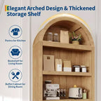 72'' Tall Arched Cabinet, 5 Tier Arched Bookshelf with Double Doors & Adjustable Shelf, Wooden Bookcase with Storage for Home Office