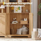 72'' Tall Arched Cabinet, 5 Tier Arched Bookshelf with Double Doors & Adjustable Shelf, Wooden Bookcase with Storage for Home Office