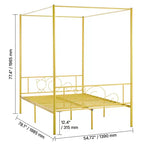 VEVOR Full Size Canopy Bed Frame, Metal Canopy Bed with Minimalist Headboard & Four Posters Design, Heavy Duty Steel Slats Support, Gold