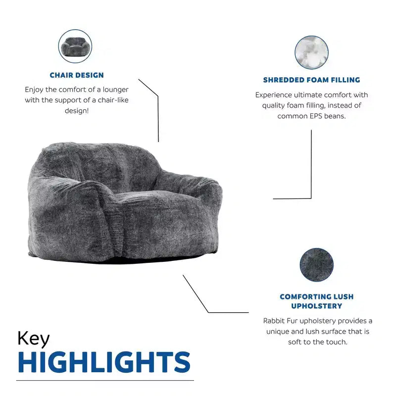 HomeStock Tore Faux Fur Foam Bean Bag Chair