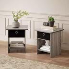 HOMLUX 2PCS Nightstand Sofa End Table Bedside Table with Bin Drawer & Open Shelf