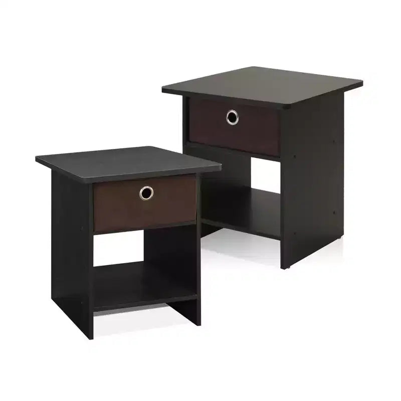 HOMLUX 2PCS Nightstand Sofa End Table Bedside Table with Bin Drawer & Open Shelf
