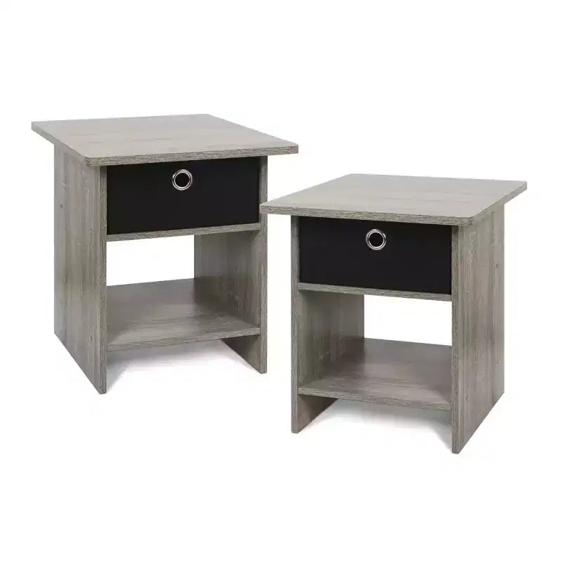 HOMLUX 2PCS Nightstand Sofa End Table Bedside Table with Bin Drawer & Open Shelf