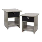 HOMLUX 2PCS Nightstand Sofa End Table Bedside Table with Bin Drawer & Open Shelf