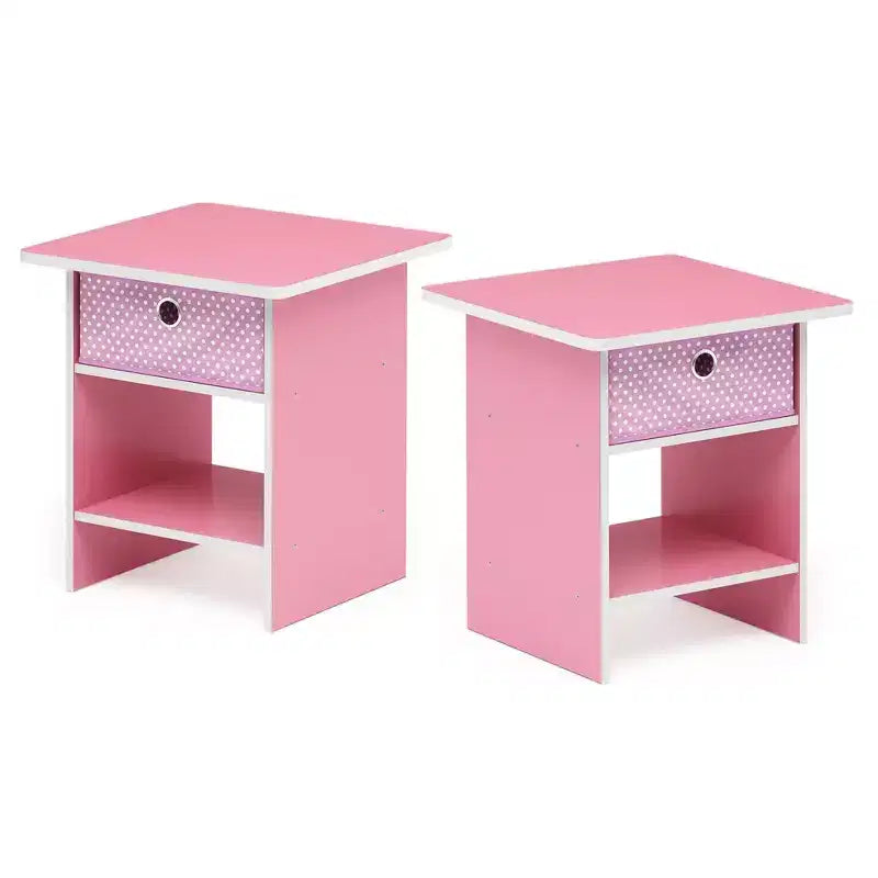 HOMLUX 2PCS Nightstand Sofa End Table Bedside Table with Bin Drawer & Open Shelf