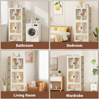 3 Tier Portable Kids Wardrobe Closet with Doors, Plastic Children's Clothing Storage Cabinet with Hanging Rod & 10 Hangers