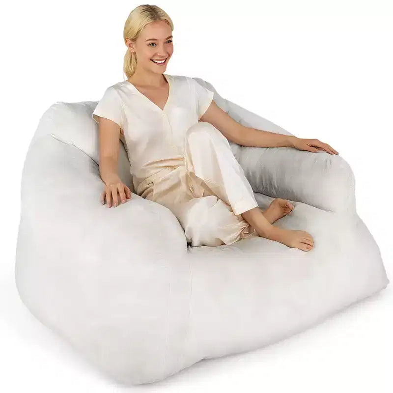 Costway Bean Bag Chair for Adults Plush Lazy Sofa with Ultra-soft Velvet Cover Beige