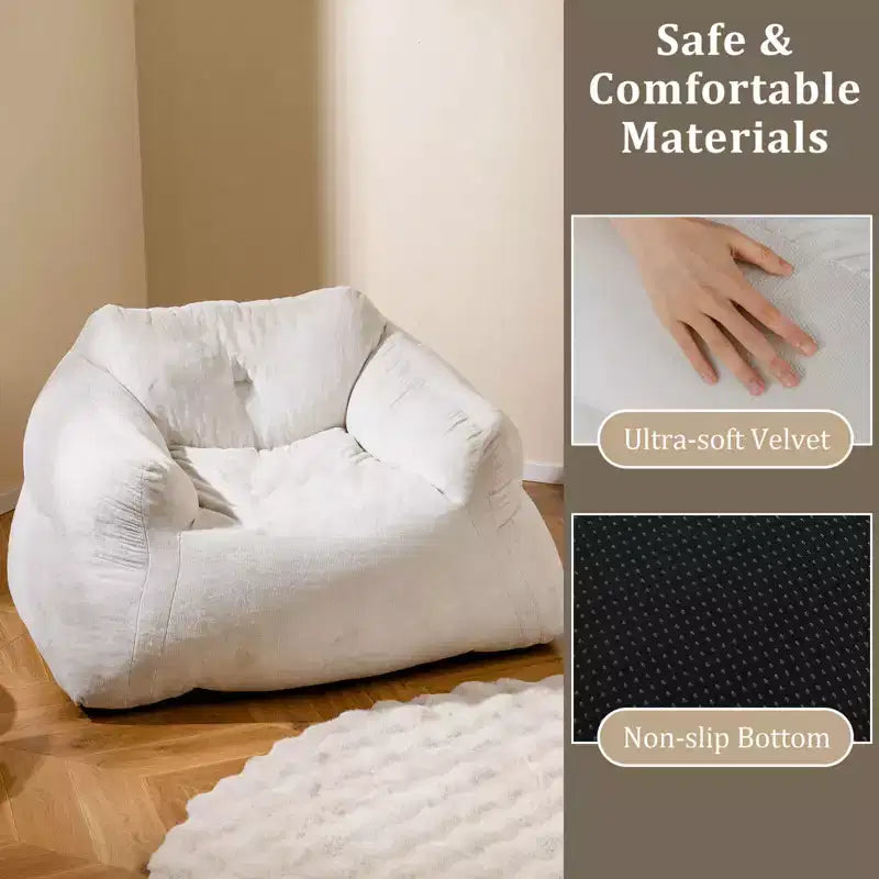 Costway Bean Bag Chair for Adults Plush Lazy Sofa with Ultra-soft Velvet Cover Beige