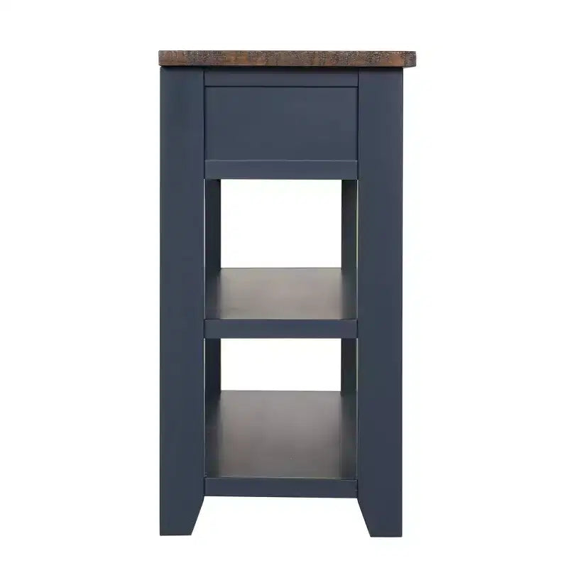 Hostack 48'' Solid Wood Top Console Table with 3 Storage Drawers and 2 Shelves, Blue
