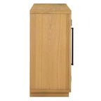 Luxystar 4-Door Sideboard Buffet Cabinet with Large Storage, Glass Doors and Adjustable Shelves for Dining and Living Room, Natural Wood