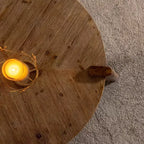 CLIHOME Wood Round Coffee Table for Living Room, Rustic Natural Coffee Table for Apartment