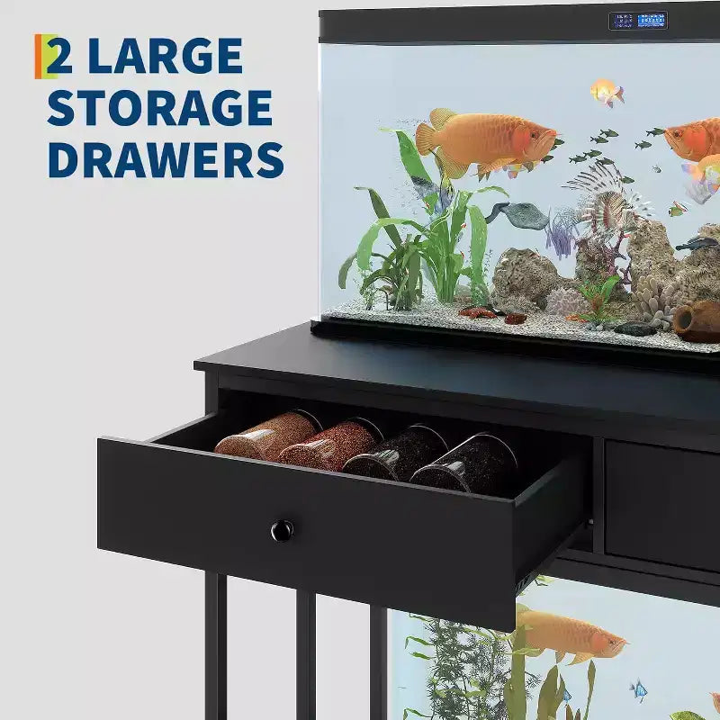COZONY Fish Tank Stand with Power Outlet, 40-50 Gallon Metal Aquarium Table with Drawer, 660LBS