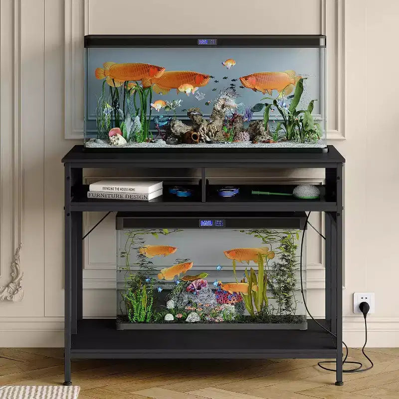 COZONY Fish Tank Stand with Power Outlet, 40-50 Gallon Metal Aquarium Table with Drawer, 660LBS