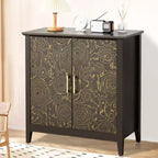Sideboard Buffet Cabinet with Storage, Modern Storage Cabinets with Adjustable Shelves, Console Table for Kitchen Dining Room Entryway, Black